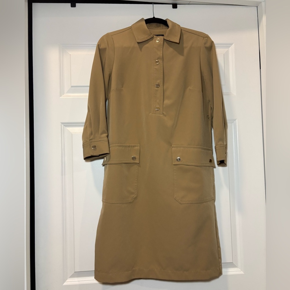 Tommy Hilfiger Tan Button-Up Dress with belt